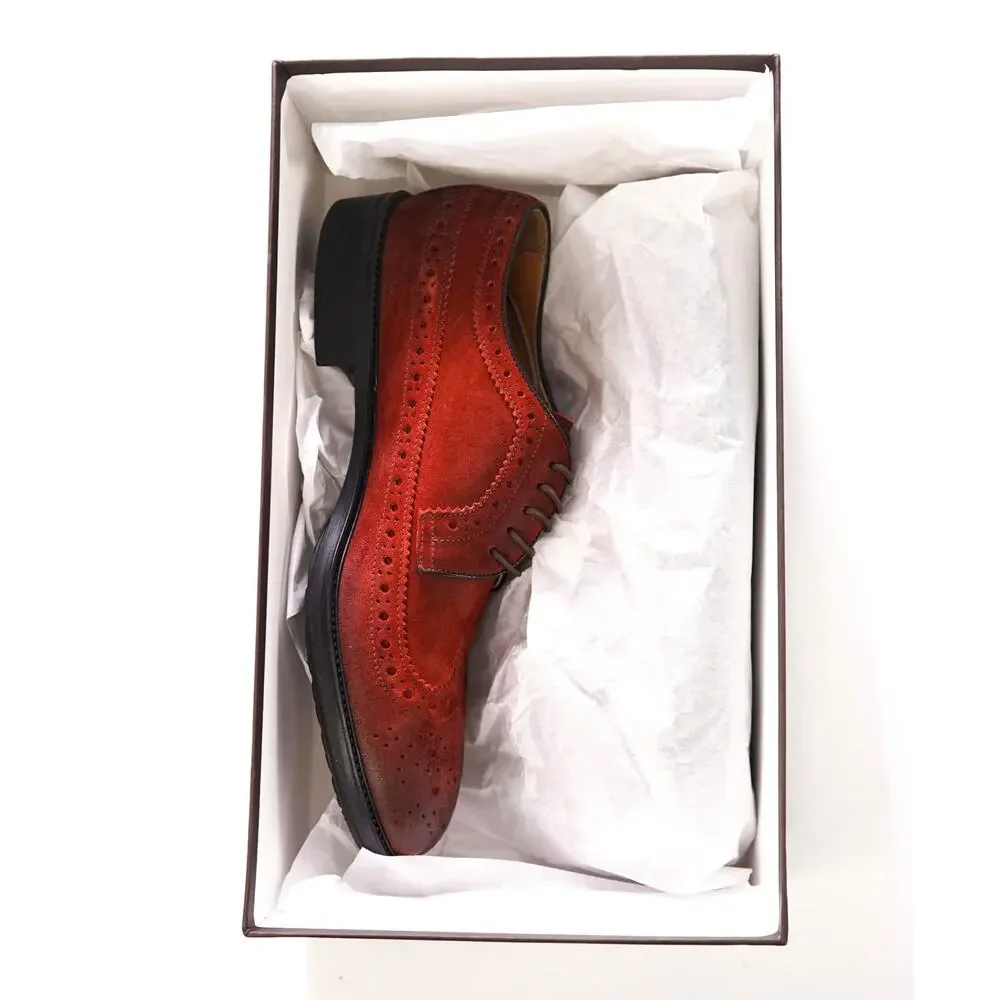 $595 DOUCAL'S - Red Suede Wingtip Derby - US 7 (40EU)